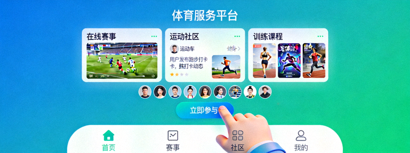 体育服务平台界面展示 - 用户正在参与多元化的在线体育互动